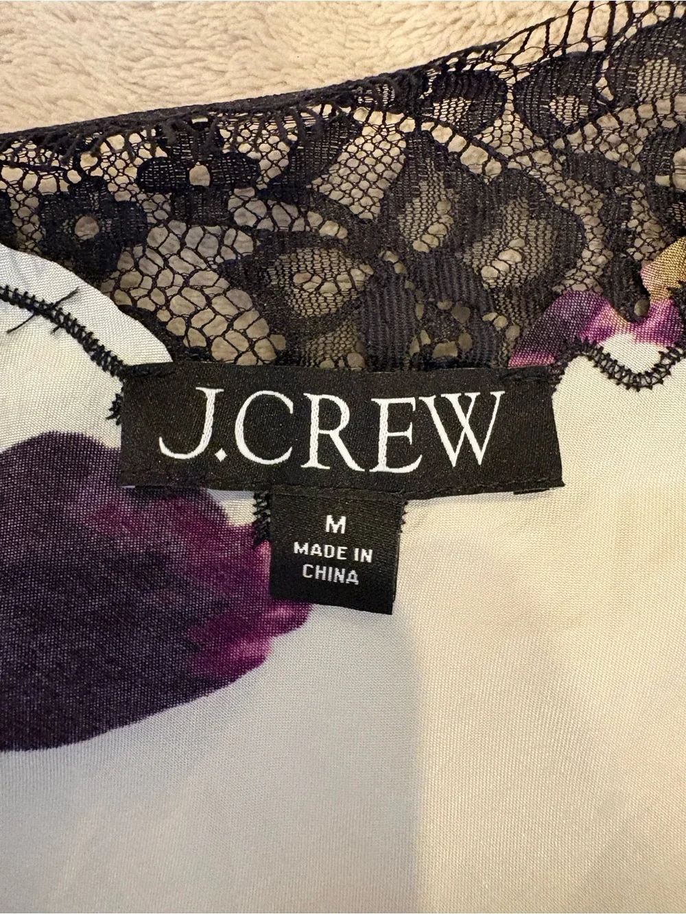 Floral Lace Trim silky Cami - Purple & Black